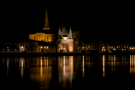 Kampen bij nacht, Koornmarktspoort en Bovenkerk