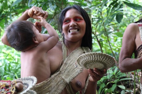 Waorani-indianen in Amazone
