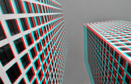 Lee Towers Rotterdam 3D anaglyph B&W