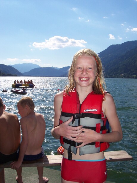 Voor het eerst waterskieen