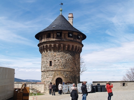 De bovenkant van de ronde toren.