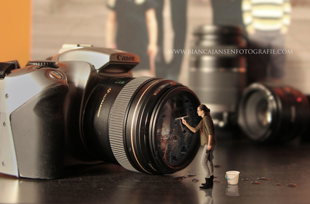 Getting my gear ready to go! - Mini me, getting my gear ready to go! - foto door BiancaJansenFotografie op 29-01-2016 - deze foto bevat: zelfportret, bewerking, photoshop, manipulatie, minime
