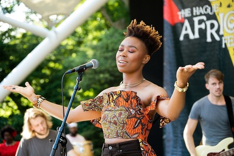 Ntjam Rosie tijdens het Afrika Festival in Den Haag