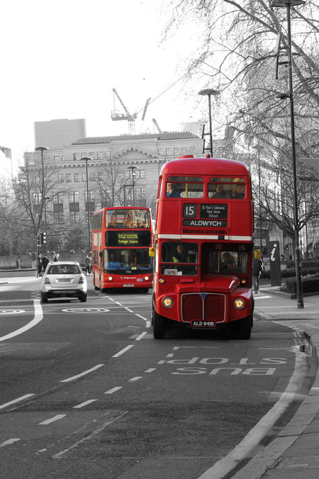 Rode dubbeldekkers in Londen