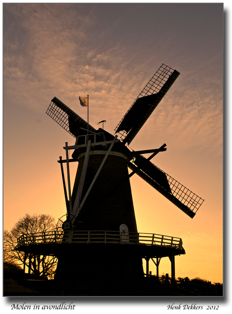 Molen in avondlicht