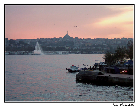 Pink sky over Istanbul