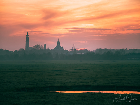 Middelburg bij zonsondergang