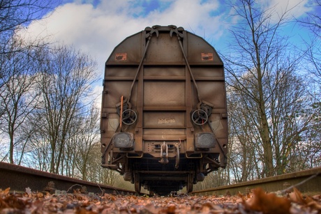 forgotten railroad in autumn