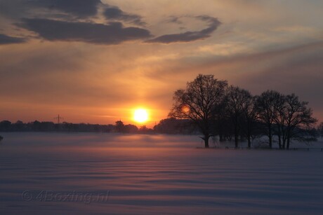 Mist boven winterlandschap