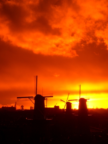 Windmills on fire