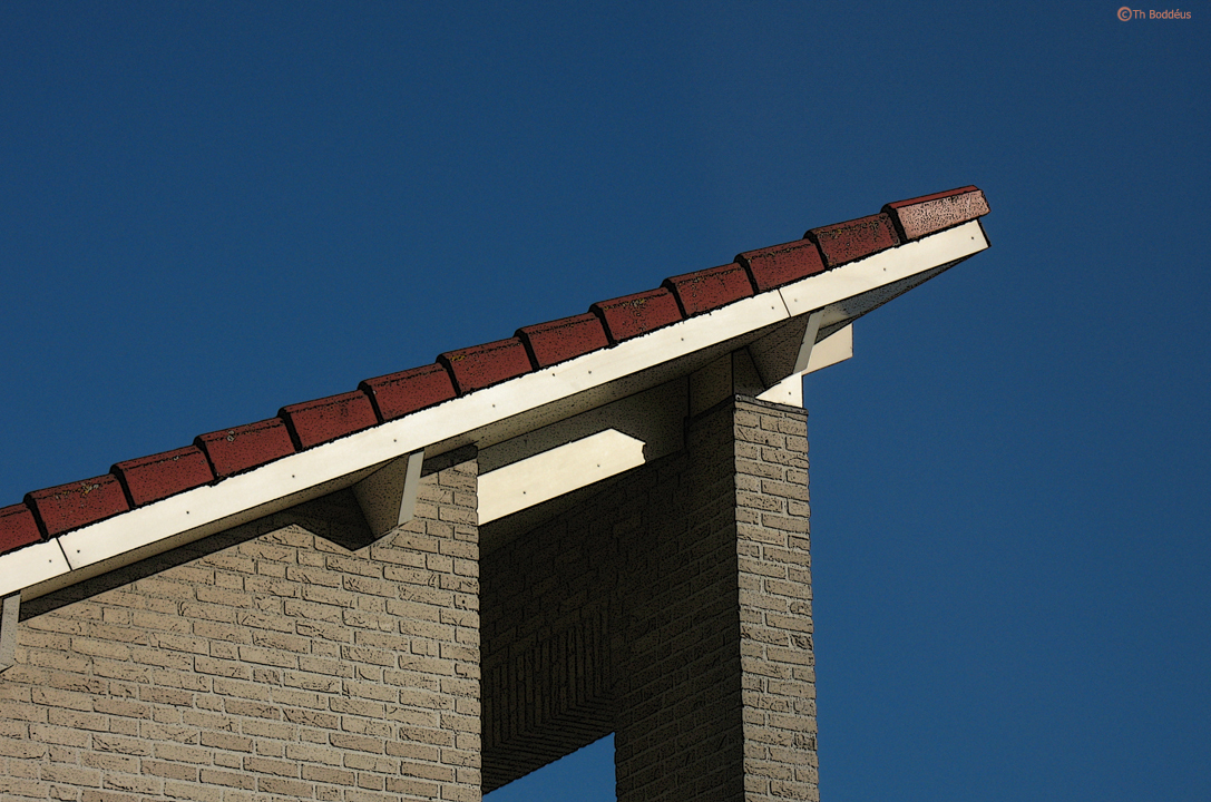 schuin dak met loggia - contouren overdreven - foto door boddeus-E-L op 07-11-2011 - deze foto bevat: huis, modern, dak