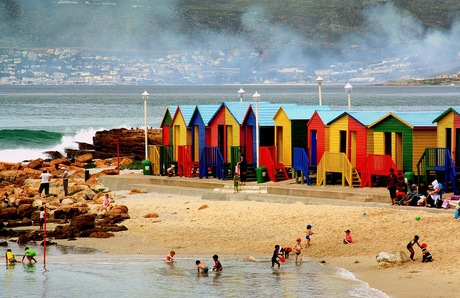 Kleurige strandhuisjes