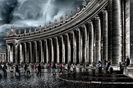 het Vaticaan in de regen