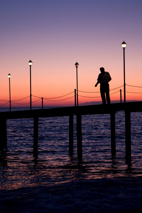 fishing at sundown