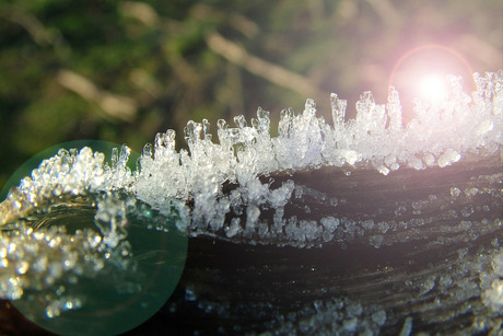 Ijskristallen in winterlicht