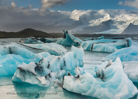 Jökulsárlón gletsjer meer en de Breiðamerkur gletsjer