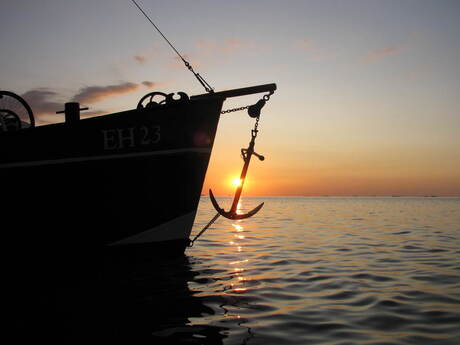 Onze boot op de waddenzee..