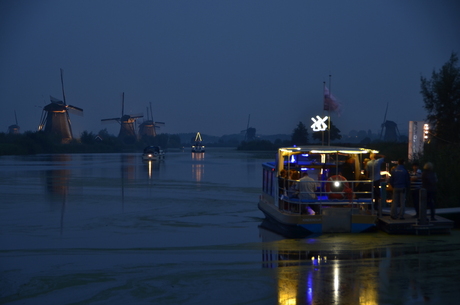 Verlichte molens te Kinderdijk