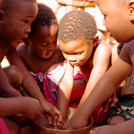 kinderen eten in Swaziland