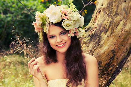 Mara with flowers all over the place