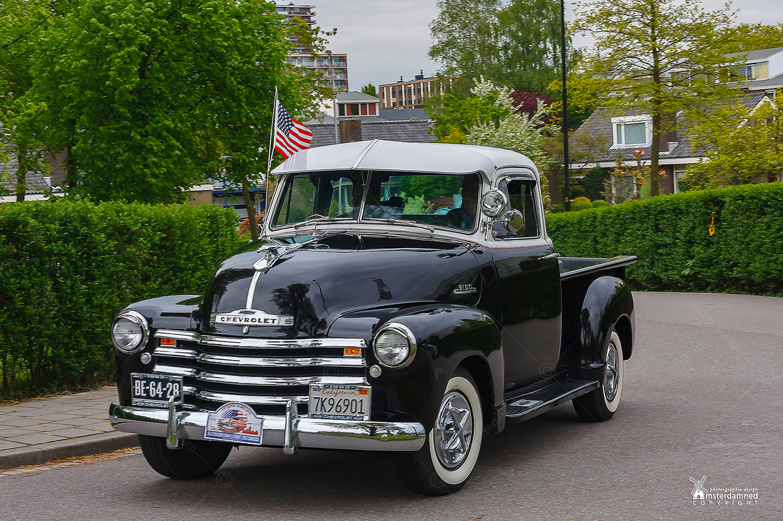 Oldtimer - Een Chevrolet pick up 3100, bouwjaar 1953, met een 8 cilinder lpg-motor. Verder is die zwart ... en daar houdt mijn kennis mee op. - foto door amsterdamned_zoom op 14-09-2020 - deze foto bevat: auto, holland, nederland, chevrolet, zoetermeer, amsterdamned, pick-up, Zuid Holland, oldtimer-old-timer