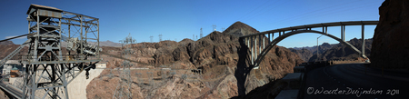 Mike O'Callaghan – Pat Tillman Memorial Bridge - De omstreden brug in Boulder City nabij de Hoover Dam aan Hwy 93. - foto door Wouter070 op 08-08-2011 - deze foto bevat: panorama, vakantie, brug, amerika, arizona, nevada, hoover dam, 100 iso, reis fotografie, canon 550D