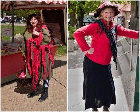 Als heks verklede vrouwen.