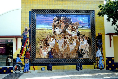 De Lions Mural in San Antonio, Tecas