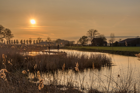 Vissen bij zonsondergang