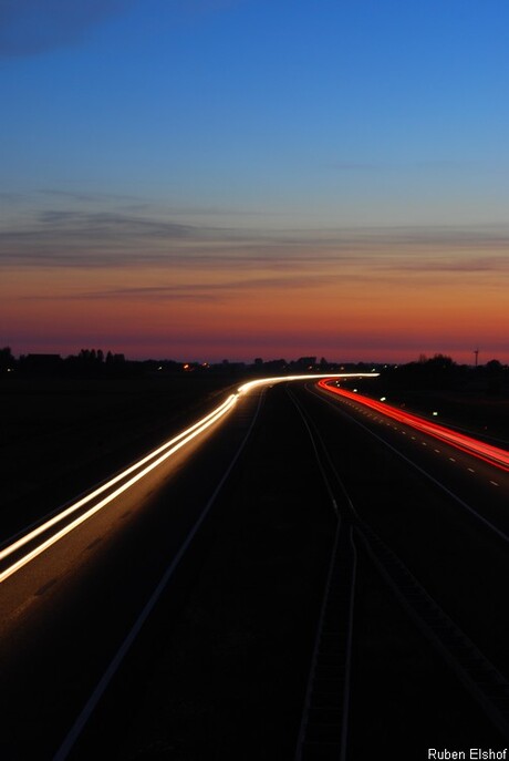 Snelweg Avond fotografie.