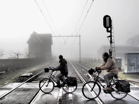 Station Gronsveld in mist