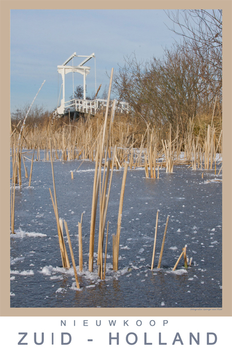 Fietsbrug in Nieuwkoop in de winter