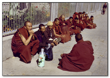 LHASA TIBET ROADSIDE MONKS