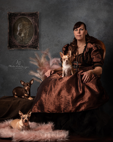 Lady and her dogs