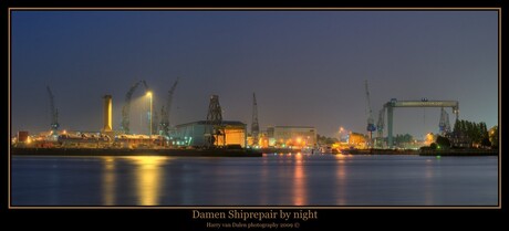 Damen Shiprepair by night (HDR Panorama)