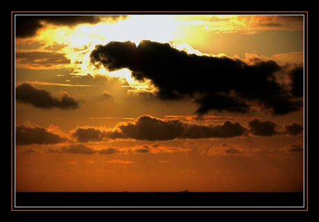 Orange clouds.