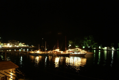 Parga Harbor by night