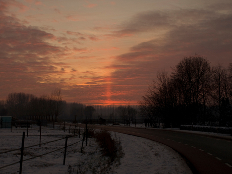 Zonsondergang bij Sneeuw