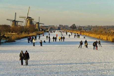 Nederlandse winter in Kinderdijk