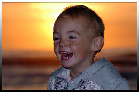 Joanie op het strand