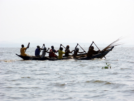 Roeiers op Lake Victoria