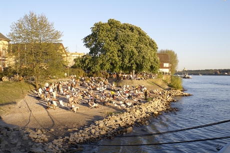 Strand in de stad.