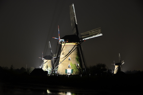 Verlichte molens te Kinderdijk