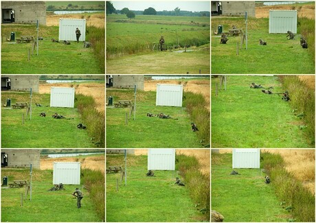 Gevechtsacties van de reenactors Duitse Soldaten.