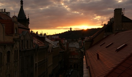 zonsondergang in Praag