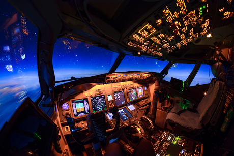 cockpit at night