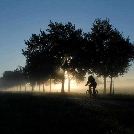 eenzame fietser in de herfst