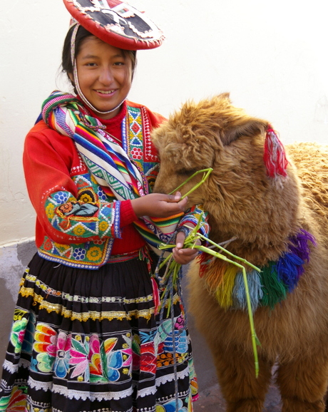 Cuzco: Girl with Alpaca