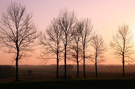 Heuvelland bij zonsondergang