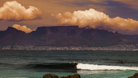 Tafelberg, Kaapstad, gezien vanaf Robbeneiland